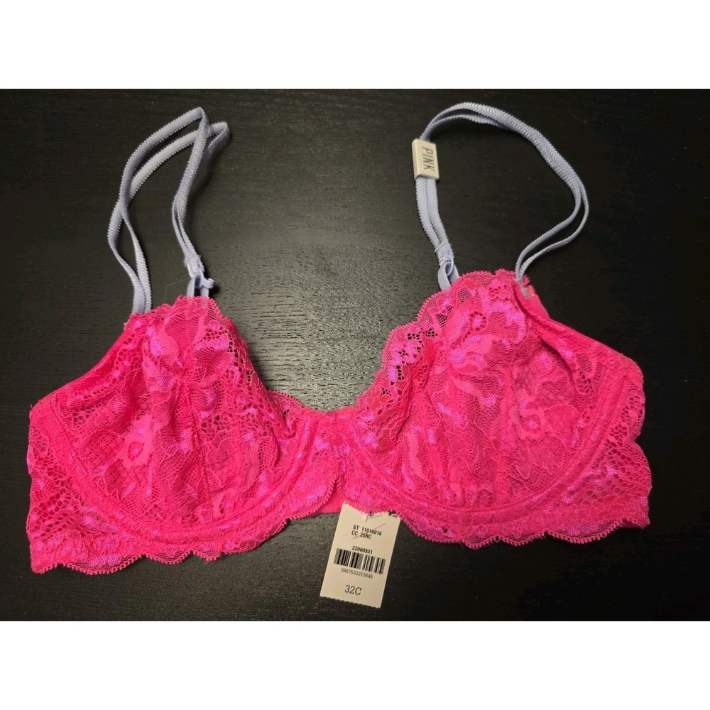 NWT Victoria Secret 32c HotbPINK Convertible Demi Buste Bra Lace Underwired 2013